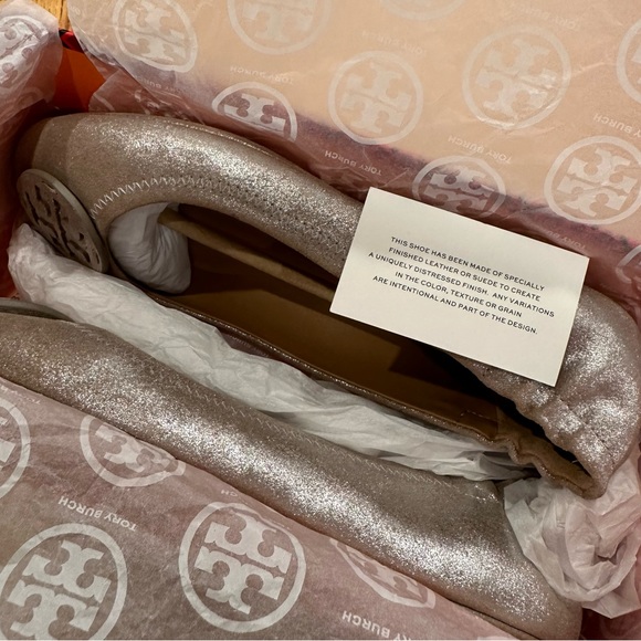 NWT Tory Burch Metallic Suede Travel Flats - Picture 8 of 14